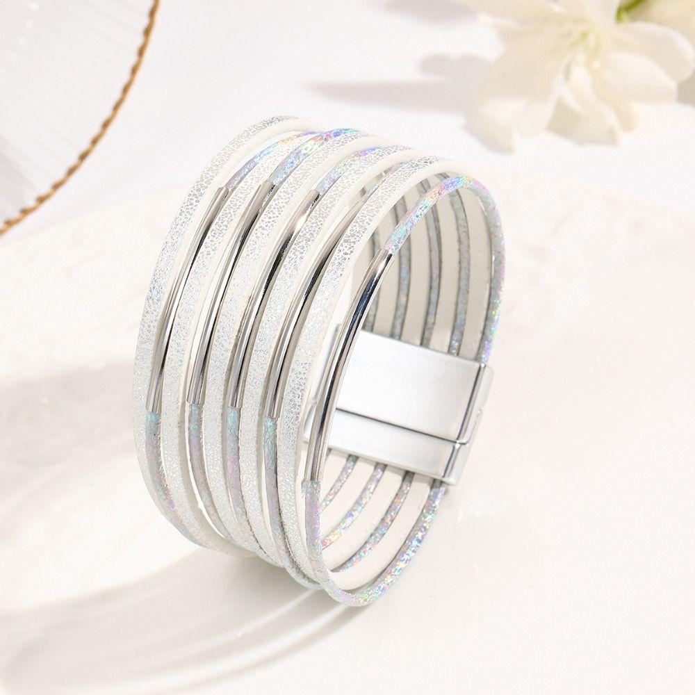 Punk Chunky Bracelet Metal Tube Decoration Multilayer Bracelet Fashion Jewelry