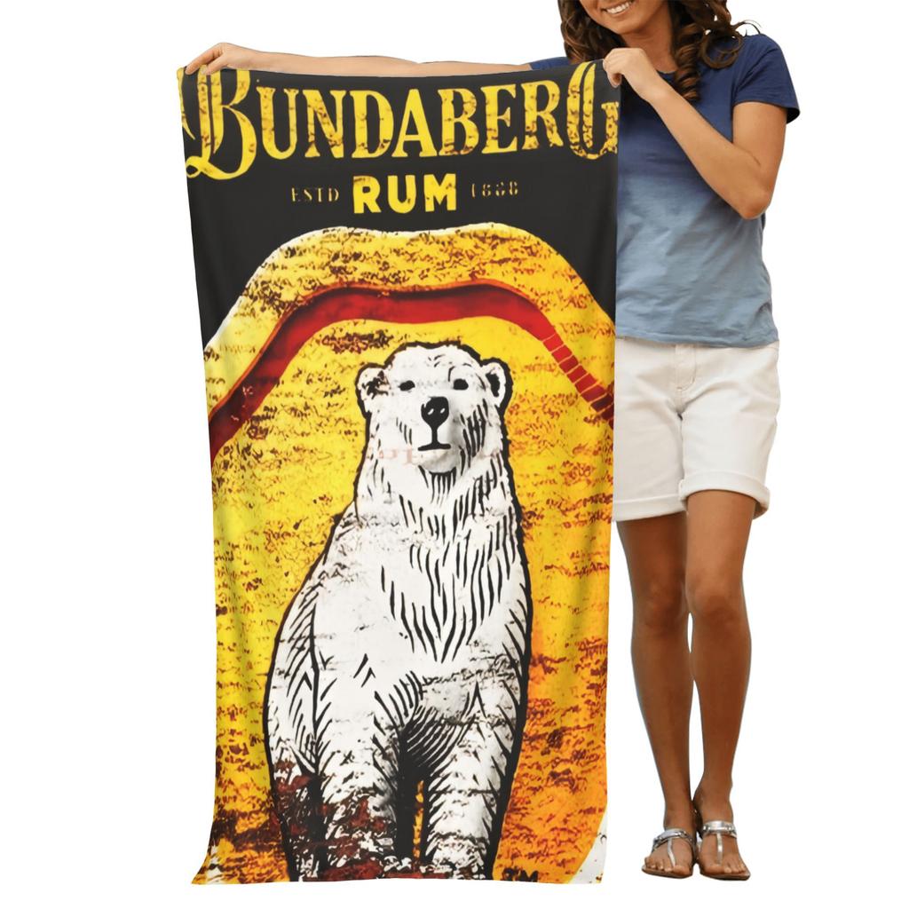1 шт. Пляжное полотенце Bundaberg Rum с принтом белого медведя, дизайн в винтажном стиле, быстросохнущее, из микрофибры, для мужчин, летняя вечеринка, подарок