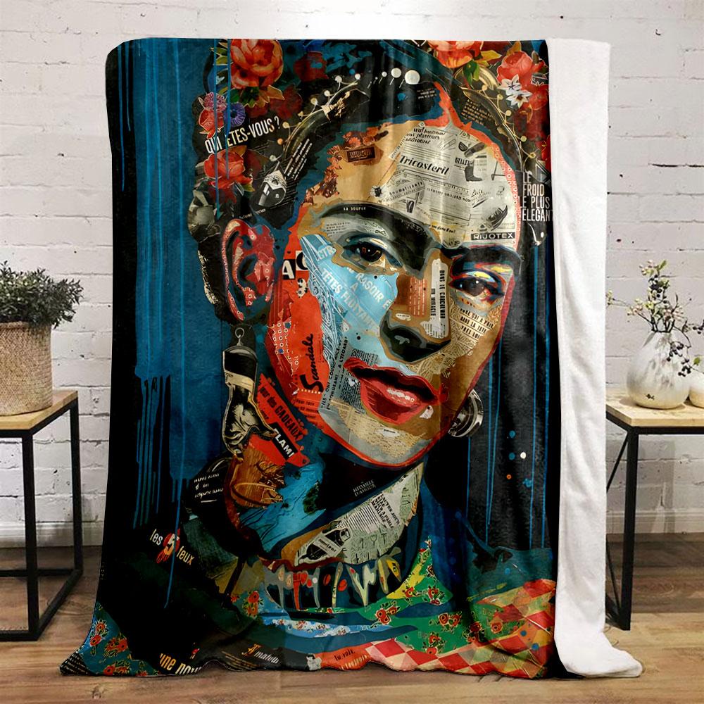 Frida Kahlo Collage Art Blanket bedroom Blanket for Livingroom Couch lunch break Soft Cozy throw for Friend's festival Gift