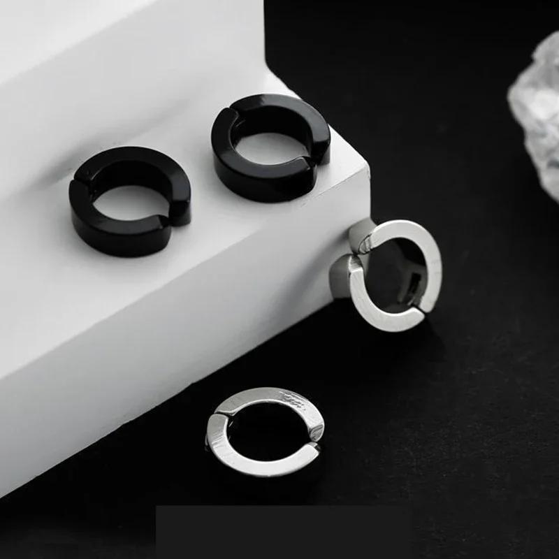 1 pairs No Piercing Earrings Stainless Steel Clip-on Fake Earring Round Ear Clip For Women Men Punk Party Fashion Sexy Jewelry