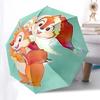 Chips and Dale, Christmas Themed Automatic Opening and Closing Umbrella, Brightly Colored 8-rib Portable Umbrella, Suitable for Men and Women, A Perfe