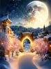 Полный квадрат/круглый DIY Алмазная картина Лунный замок Домашний декор Вышивка Мозаика Зимний дом Пейзаж Наклейка на стену