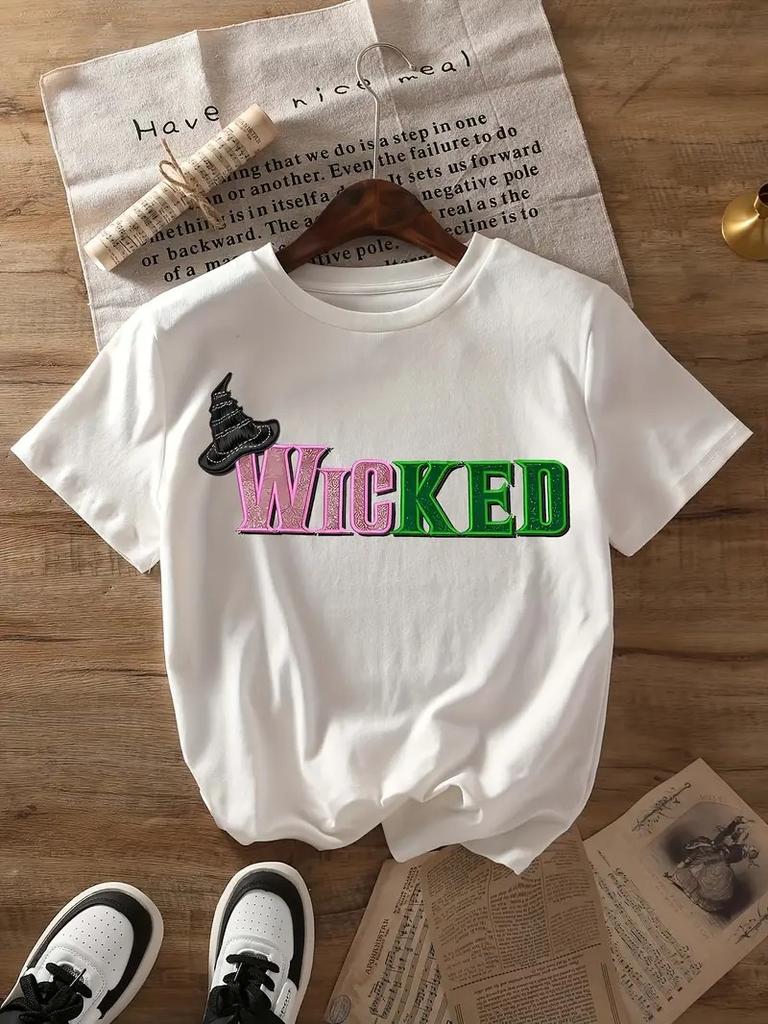 Wicked The Musical Inspired Print Tshirt Crew Neck Short Sleeve Summer Women Clothing Fashion Sleeves TShirts Student Tee
