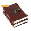 Buy 1 Get 1 FREE - Handcrafted Leather Journal with Semi-Precious Stone - Unlined Recycled Paper Notebook - Leather Scrapbook
