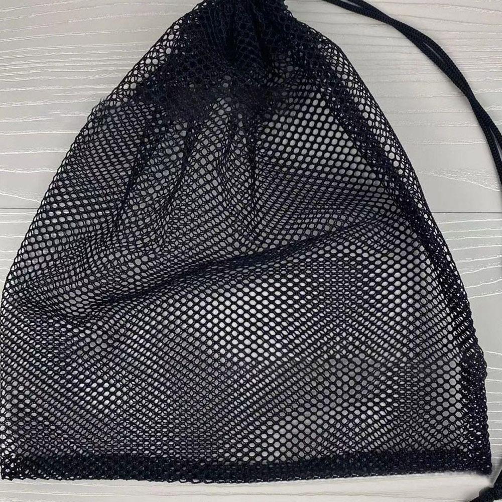 Black Laundry Bag Nylon Mesh Pouch Portable Drawstring Storage Pouch Bag