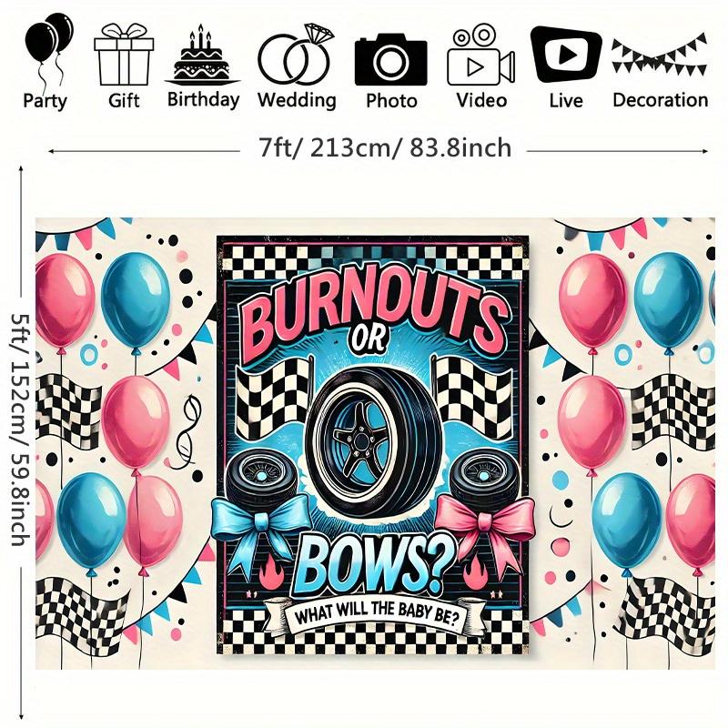 The tire tread is still like an arch? Gender reveal party backdrop - a vibrant polyester fiber photography backgroundXY