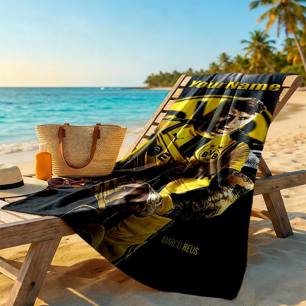 Borussia Dortmund Customizable Name Beach Towel Quick-Dry Soft Microfiber Ideal for Travel Outdoor Swim Pool Yoga Surf Camping Hiking Gym Gift Holiday