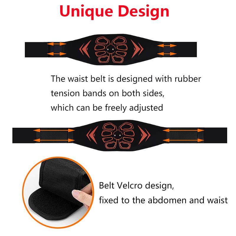 Электрический EMS стимулятор мышц Умный тонер для мышц Пояс для тонизирования живота Похудение Массажер Фитнес-оборудование Перезаряжаемый