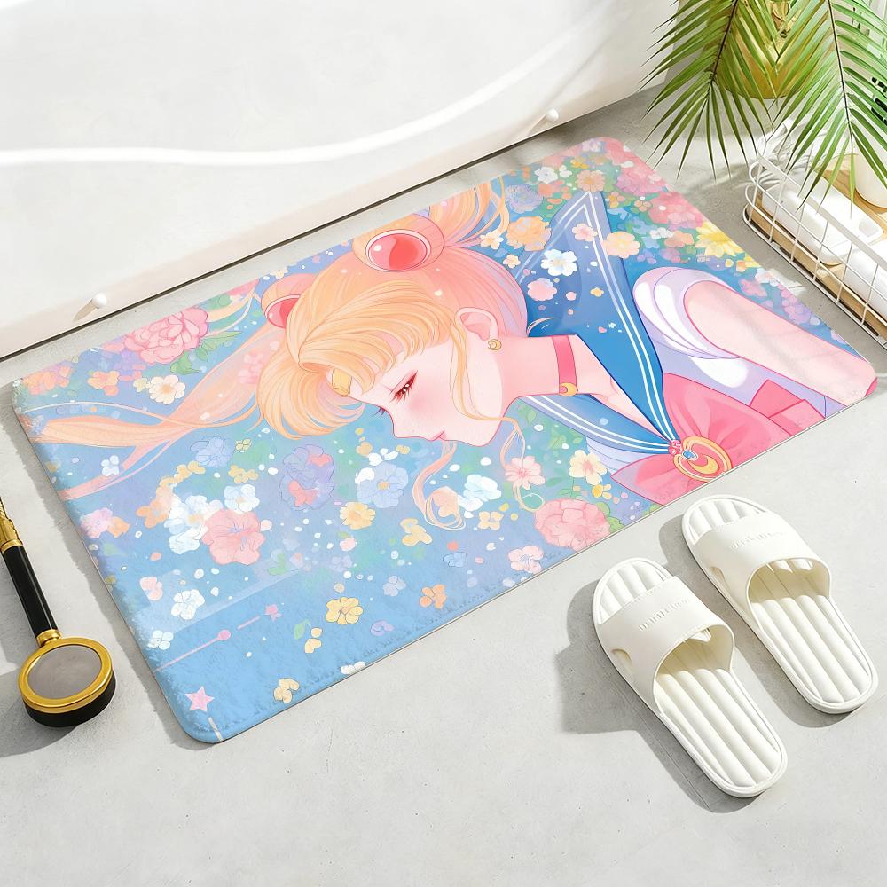 ANIME S-SAILOR-MOON Floor Mat Soft Thickened Non-Slip Door Mat for Living Room Home Decor Flannel Rugs