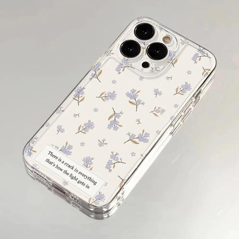 Ins label синий фиолетовый мелкий цветочный чехол для мобильного телефона iPhone17Promax для Apple 16Pro космический чехол 15 мягкий
