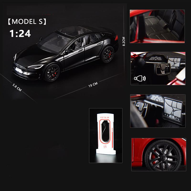 1:24 Модель X Модель Y Tesla Model 3 Литой из сплава Игрушечная модель автомобиля Звук и свет Детская игрушка Коллекционные предметы Подарок на день рождения