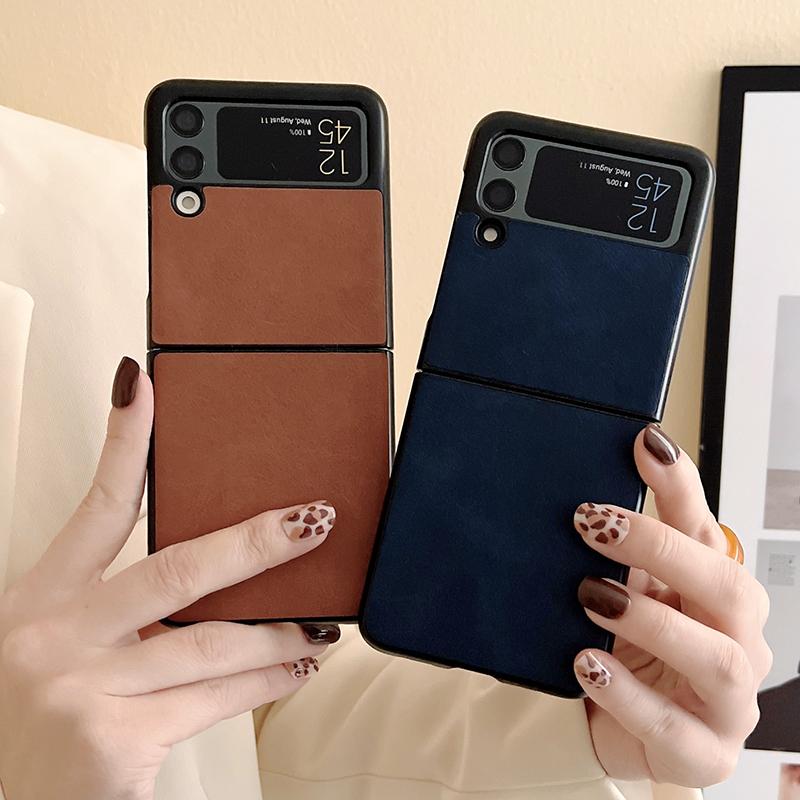 Роскошный чехол для телефона из искусственной кожи для Samsung Galaxy Z Flip 3 5g, жесткий ПК, тонкая задняя крышка для Z Flip3