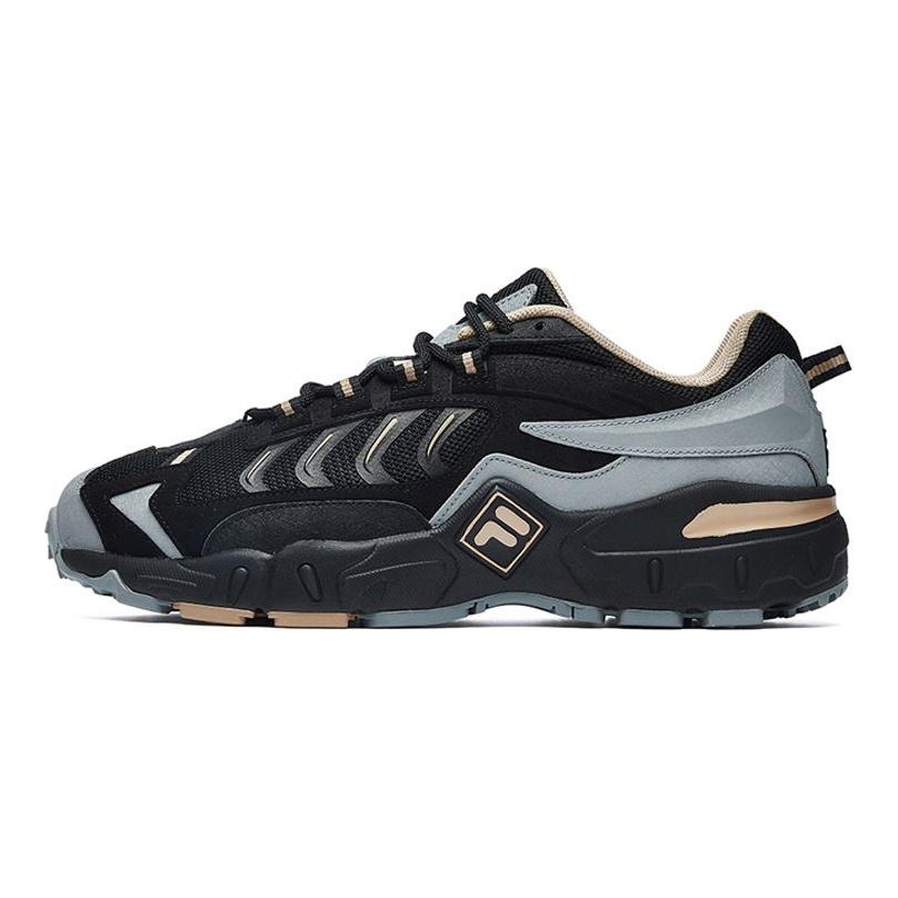 Fila Predator 1 Сетчатая ткань Синтетическая кожа Круглый носок Спортивные Прочные Легкие Низкий верх Повседневная обувь Мужская повседневная обувь Черный Серый F12M031127FBG