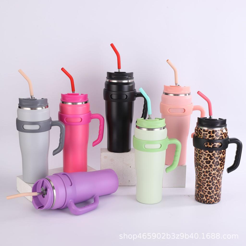 Соломенная кружка Big Mac из нержавеющей стали, большая емкость, 40 унций, кружка для льда, автомобиль с ручкой, автомобильная кружка