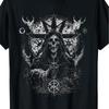 Men's Gothic Mystery Punk Satan T-Shirt, Wicked Trash Aesthetics, Skull and Pentagram Design, Black Vintage Pattern T-Shirt