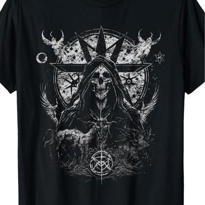 Мужская готическая футболка Mystery Punk Satan, эстетика Wicked Trash, дизайн с черепом и пентаграммой, черная винтажная футболка с узором