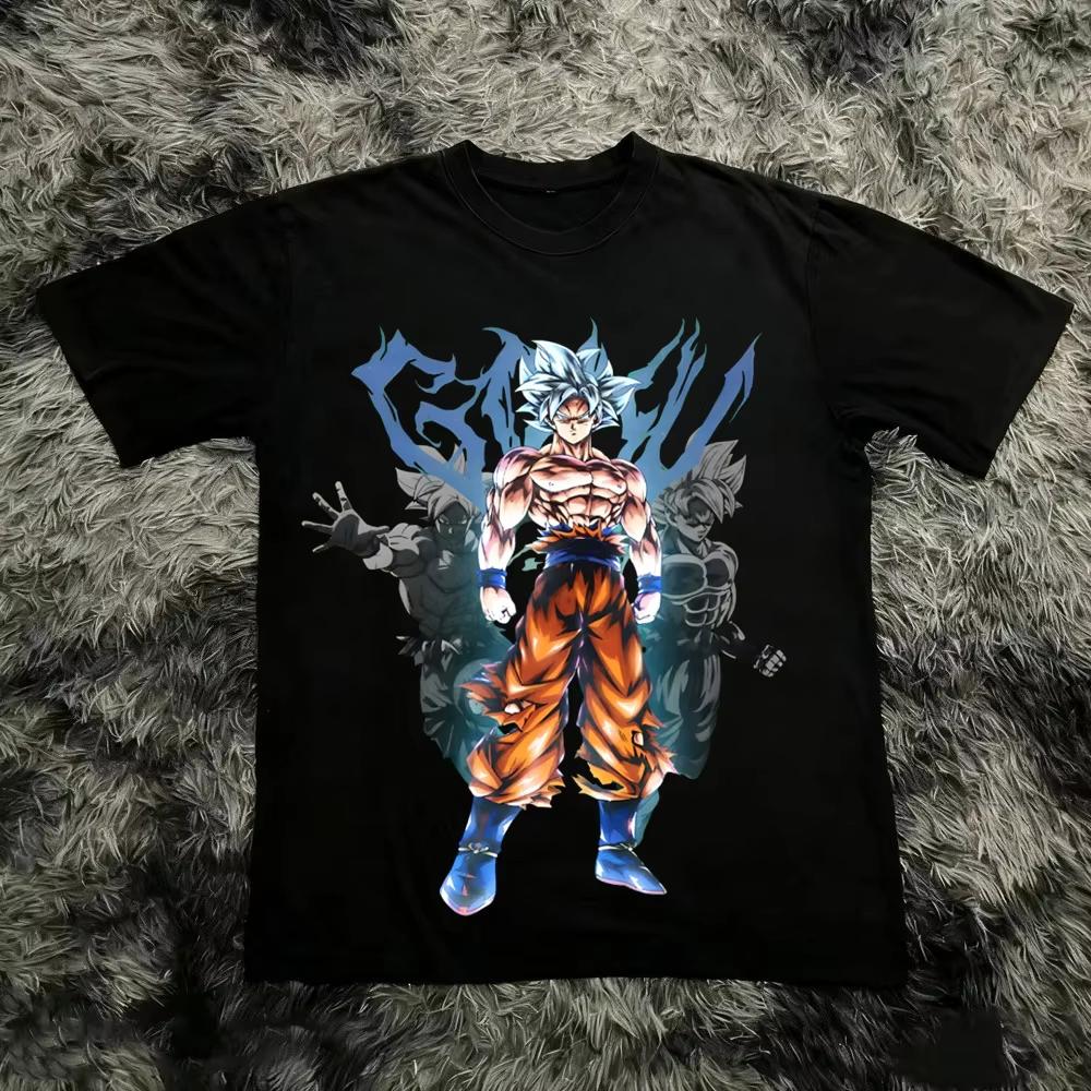 Unisex Retro Casual Cotton Short-Sleeve T-Shirt With Dragon Ball Z Goku & Vegeta Print, Harajuku Y2K Style T-shirt