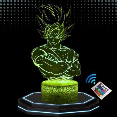 Декоративная лампа - 3D LED Настольная лампа Сан Гоку - Многоцветная - Сенсорная - Пульт ДУ