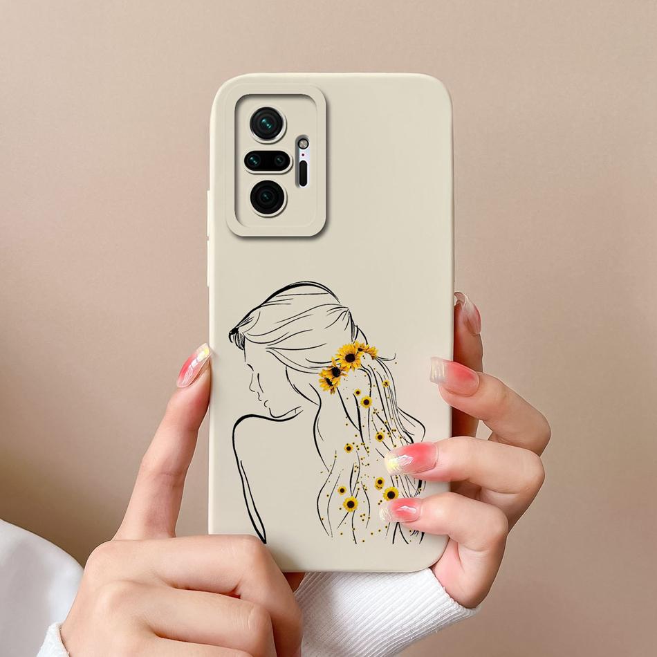 For Redmi Note 10 Pro Max Phone Case Cat Liquid Silicone Full Coverage Anti Drop Funda For Xiaomi Redmi Note 10Pro Max Bumper