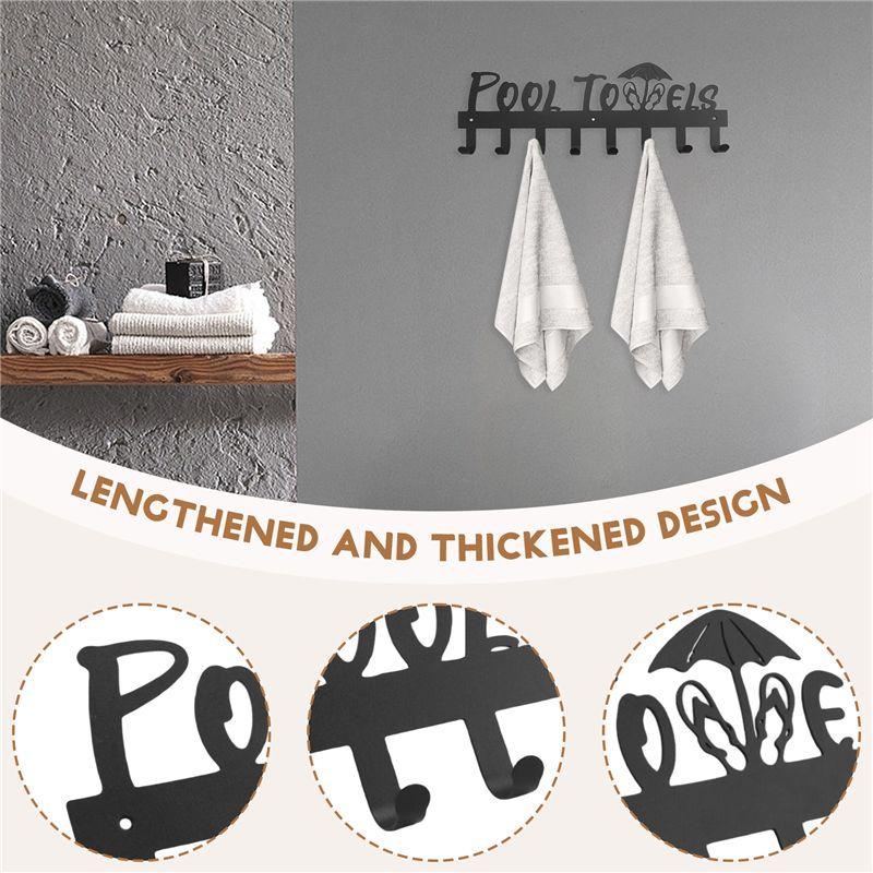 ABUL-Pool Towel Rack With 8 Hooks, Towel Holder Wall Mounted For Outdoor Or Bathroom, Towel Hanger For Hanging Bathrobes