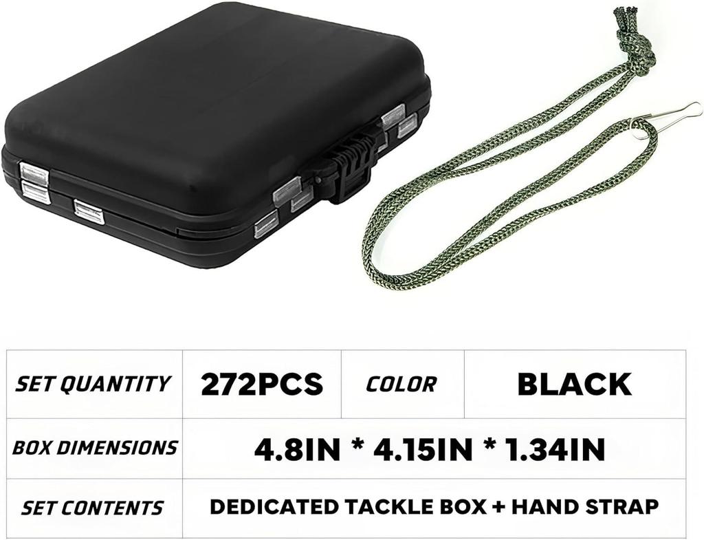 Набор для ловли карпа 272 шт. Ассортимент снастей для ловли карпа Крючки Клипсы Быстросменные вертлюжки Стопоры для бойлов Кукурузная леска Бусины