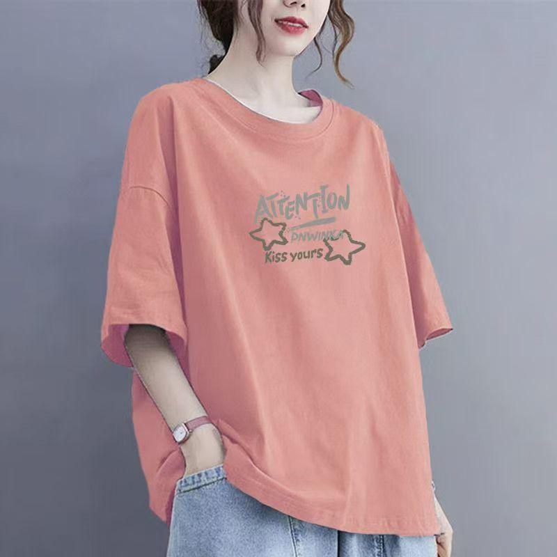 Футболка с короткими рукавами из хлопка и абрикоса, женская, лето 2024, новый нишевый дизайн, свободные топы в стиле Гонконга, шикарные топы