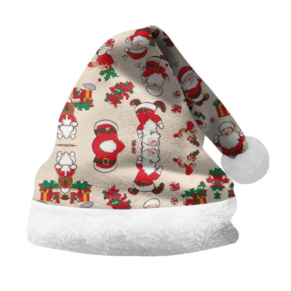 2024 Personalized Christmas Santa Hat - Short Plush, Printed, for Adults & Kids