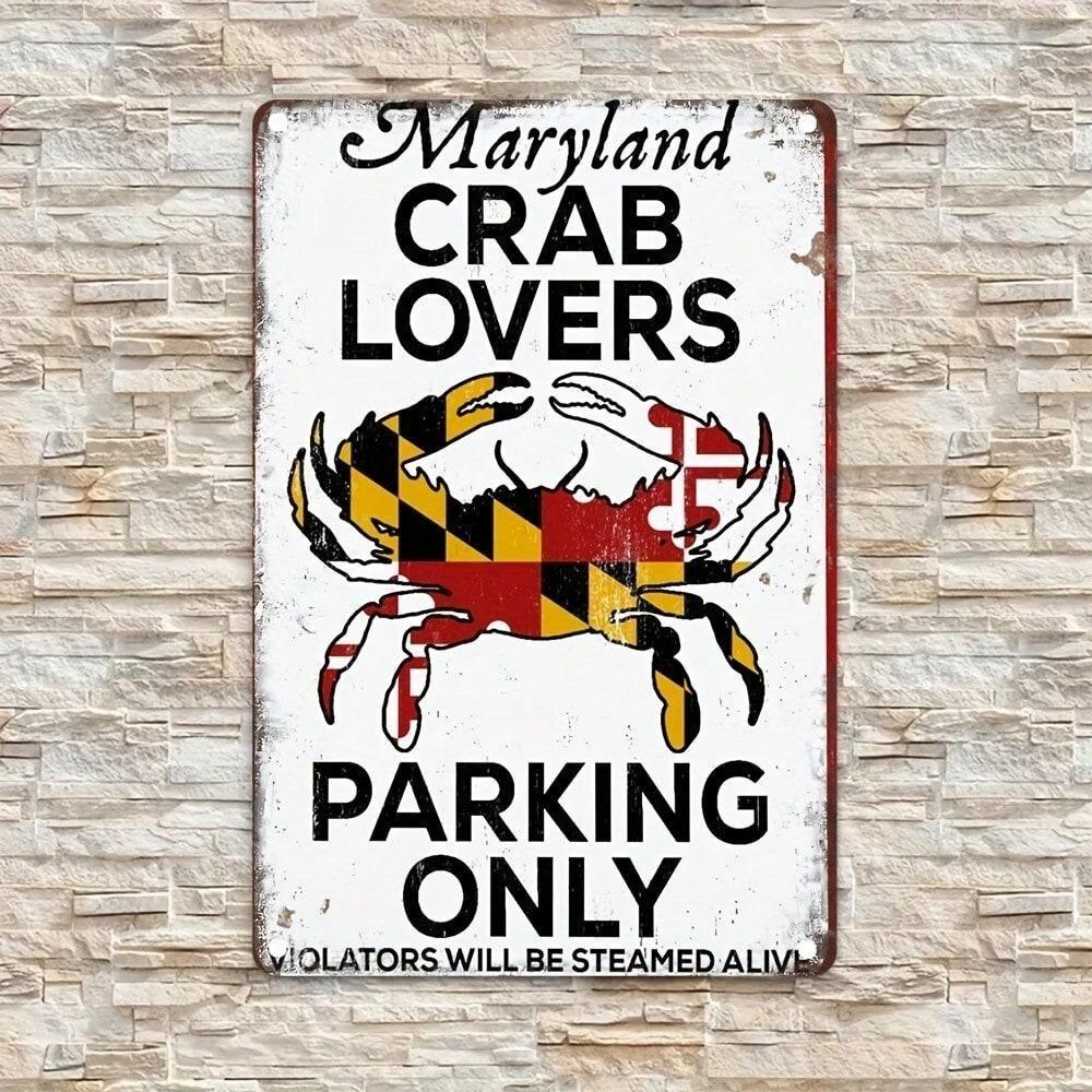 Металлический знак Maryland Crab Ретро Парковка Настенный Декор 8x12 Дюймов Кухня Бар Гараж Паб