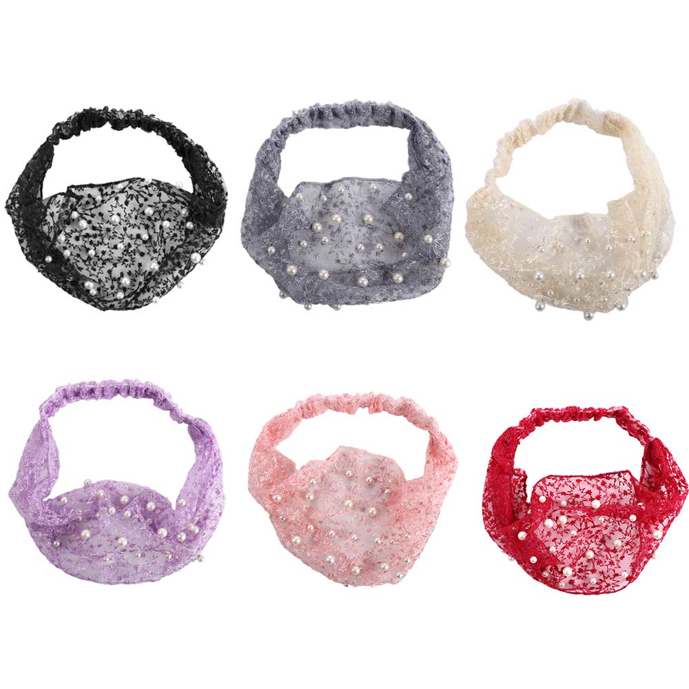Pearls Make up Korean Style Hair Wear Organza Headband Wide Side Hairband Women Hair Accessories