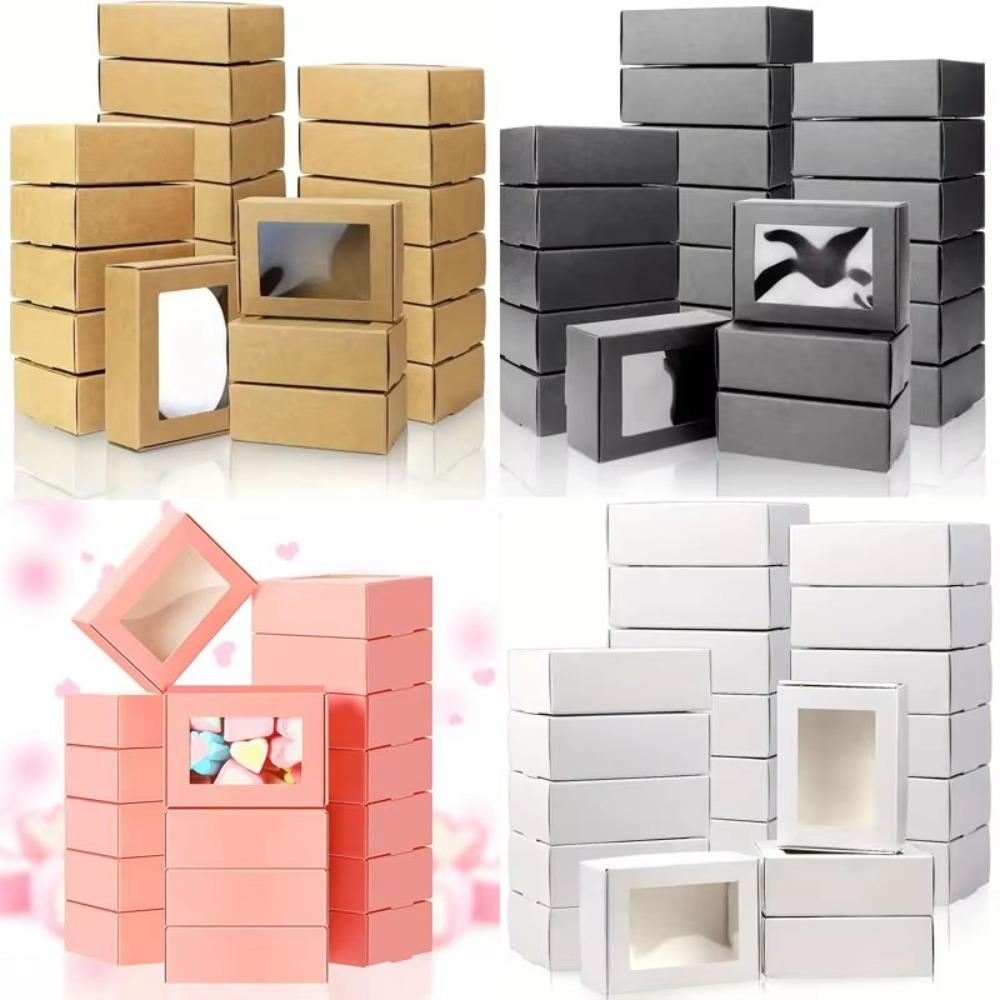 10/20Pcs Kraft Paper Candy Cake Boxes Square Handmade Soap Case Birthday Presents Packaging