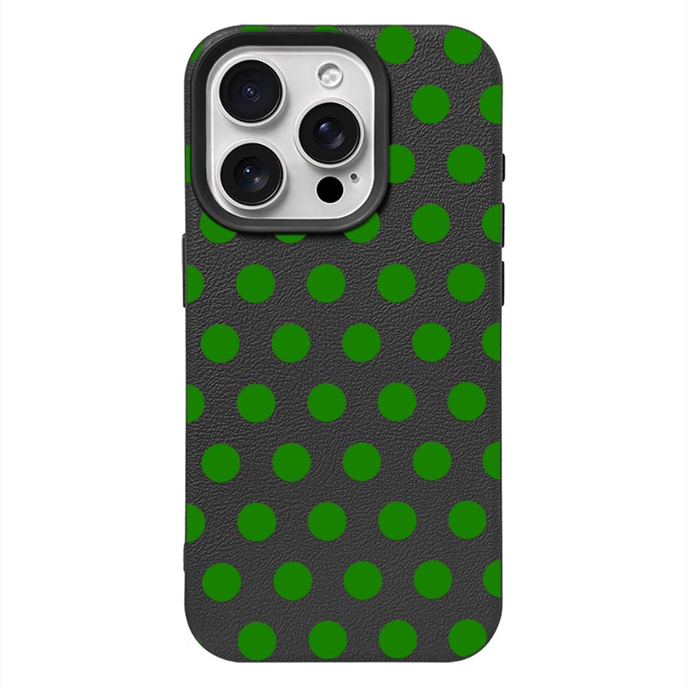 Мятно-зеленый чехол с горошком и текстурой кожи, мягкий чехол для iPhone 17 17E 16 15 14 13 12 11 Pro Max, минималистичный ударопрочный чехол