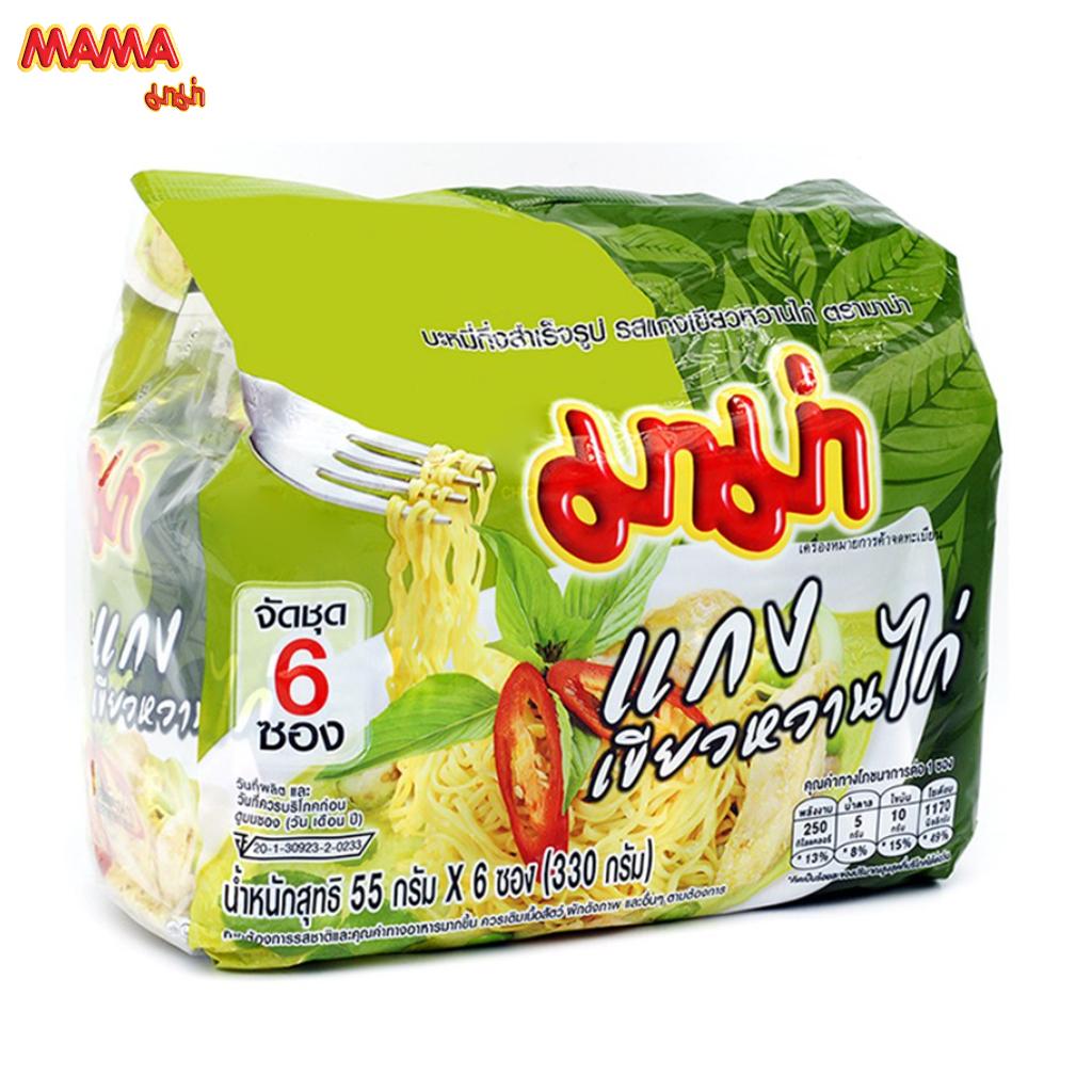MAMA Лапша быстрого приготовления со вкусом курицы и зеленого карри 55 г x 6 шт / 12 шт / 24 шт - Thai Food