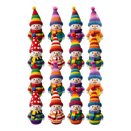 Yousheng Colorful Snowman Hanging Decorations Wooden 2D Flat Snowman Ornaments Christmas Tree Decorations for Festive Holiday Gift Box Wreath Garland