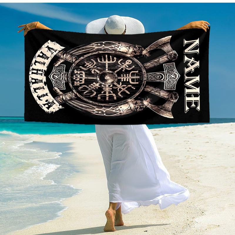 Personalized customized proof beach towel with Viking Sign pattern - soft, absorbent,quick-drying,perfect swimming,camping&bathing