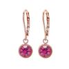 Austrian 6mm Crystal Hoop Earrings - Fuchsia