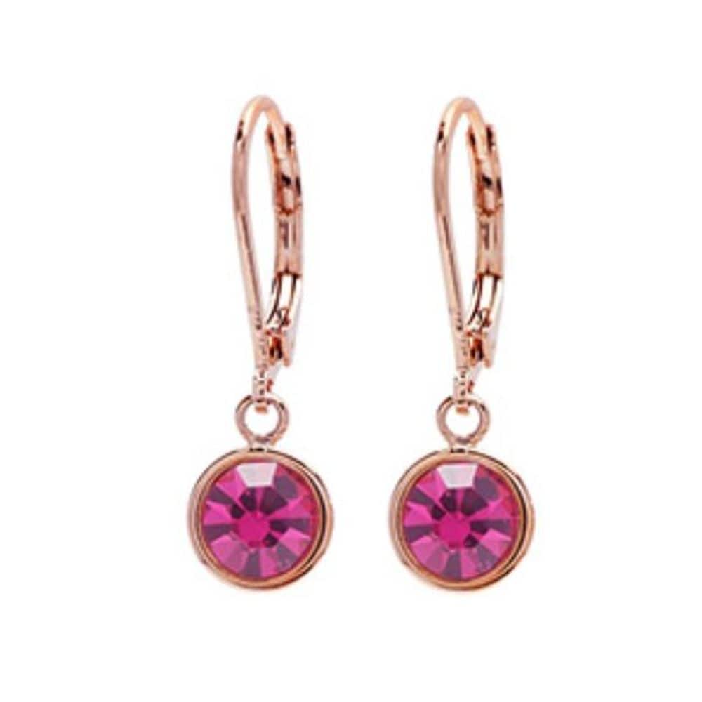 Austrian 6mm Crystal Hoop Earrings - Fuchsia