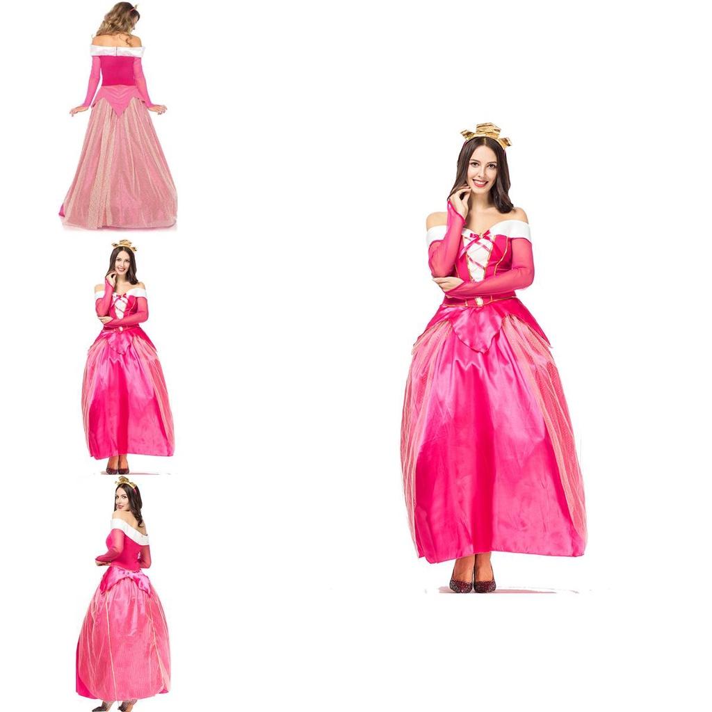 Magical Polyester Sleeping Beauty Princess Dress With Headwear For Special Events