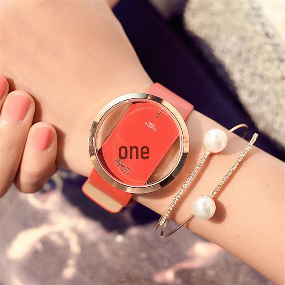 Модные повседневные часы-скелетоны с кожаным ремешком