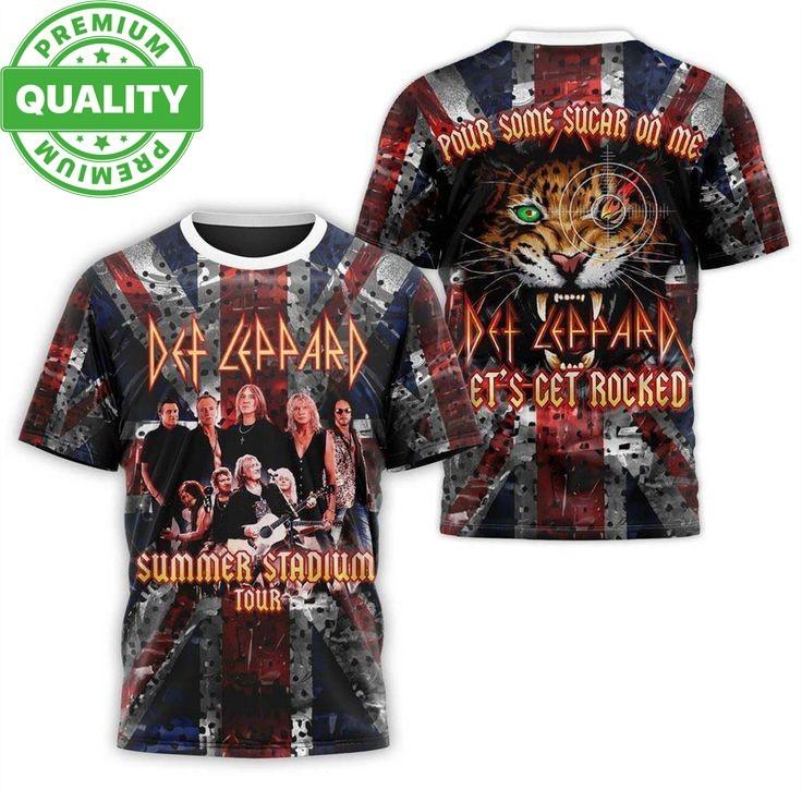 Футболка Def Leppard Summer Stadium Tour 3D AOP Унисекс S-5XL 1R124