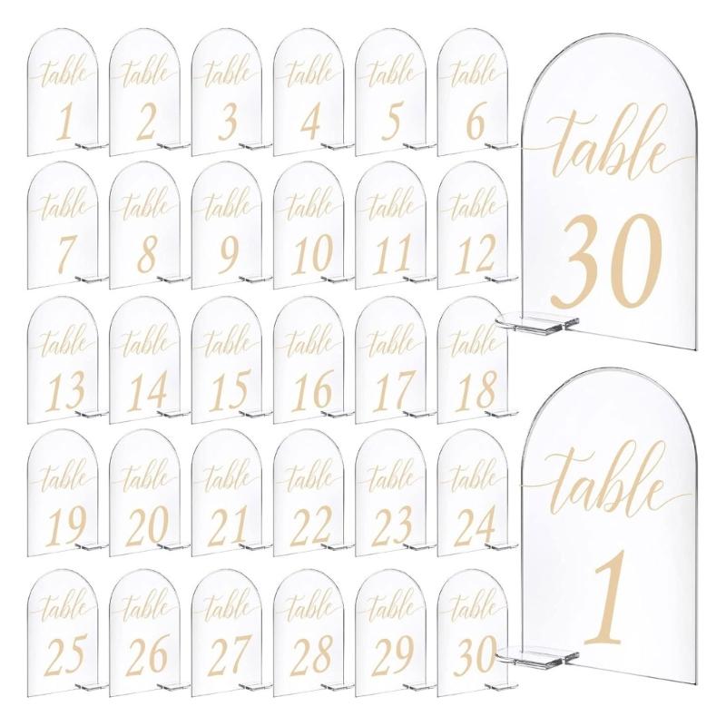 30pcs Acrylic Table Number Signs Wedding Table Stand with Numbers Reception Event Cards Holder Birthday Party Decor 1-30