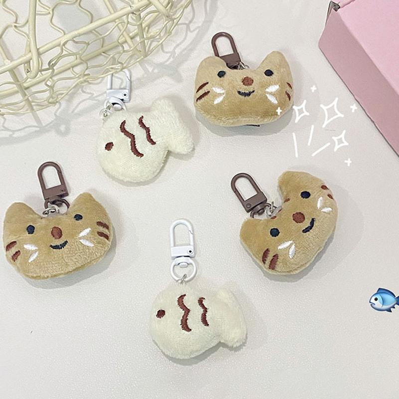 1 шт., милый мультяшный плюшевый брелок с котом, брелок с рыбой для девочек, детское украшение, брелок для ключей, ювелирные изделия