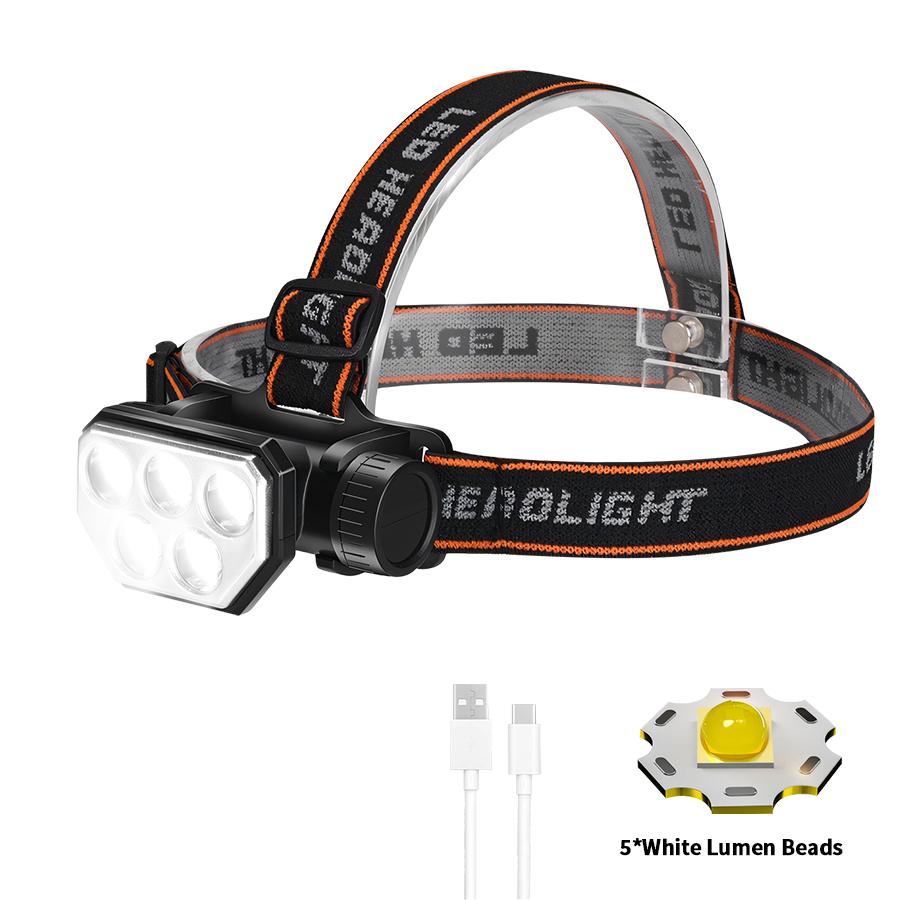 Перезаряжаемый светодиодный налобный фонарь со встроенным аккумулятором 18650 для кемпинга, ночной рыбалки, налобный фонарь с 4 режимами освещения