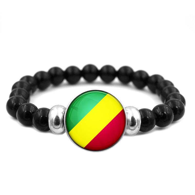 287 Countries National Flag Snap Button Elastic Band Beads Country Flag Independence Day Bead Jewelry Beaded Bracelet
