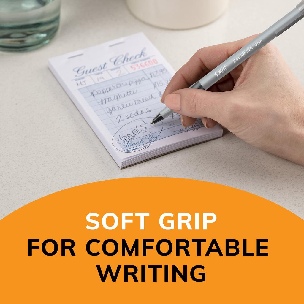 Шариковые ручки Bic Ultra Round Stic Grip со средним пишущим узлом 8 шт./уп. - Черные (пункт)