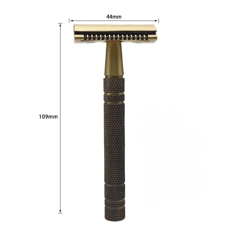 Т-образная бритваРучная бритваБронзовая бритваРучная латунная бритваДвусторонняя бритваСтаромодная ручная бритва