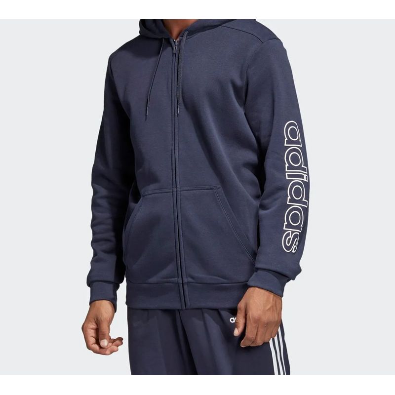 Adidas Sporty Knit Hooded Jacket Men Outerwear Blue DQ3117