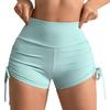 Летние женские шорты для йоги и бега с высокой посадкой, плиссировкой и завязками