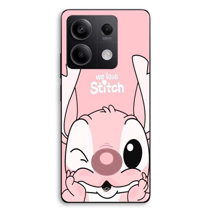 Coque de téléphone - MANIACASE - Xiaomi Redmi Note 13 5G - Silicone TPU - Stitch Angel mignon - Fond rose