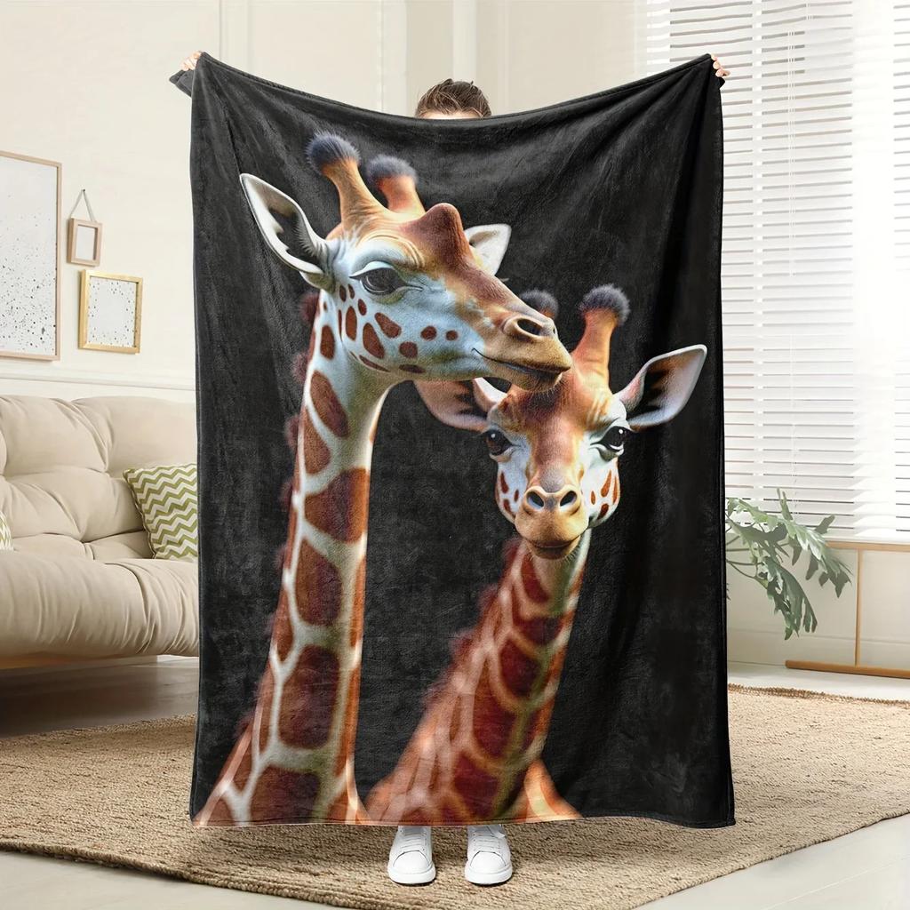 Soft HighDefinition Digital Print Giraffe Pattern Fleece Throw Blanket Breathable Polyester Perfect for AllSeason Use Family Gif
