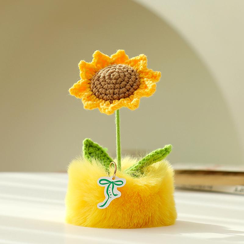1Pc Simulated Potted Plant Souvenir Plush Home Decoration Plush Holiday Gifts Tulip Yarn Sunflower